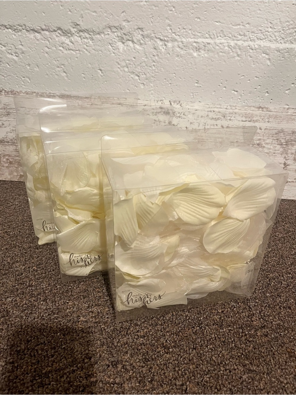 New Ivory Satin Rose Petals Pack - Set of Three Decorative Petal Boxes
